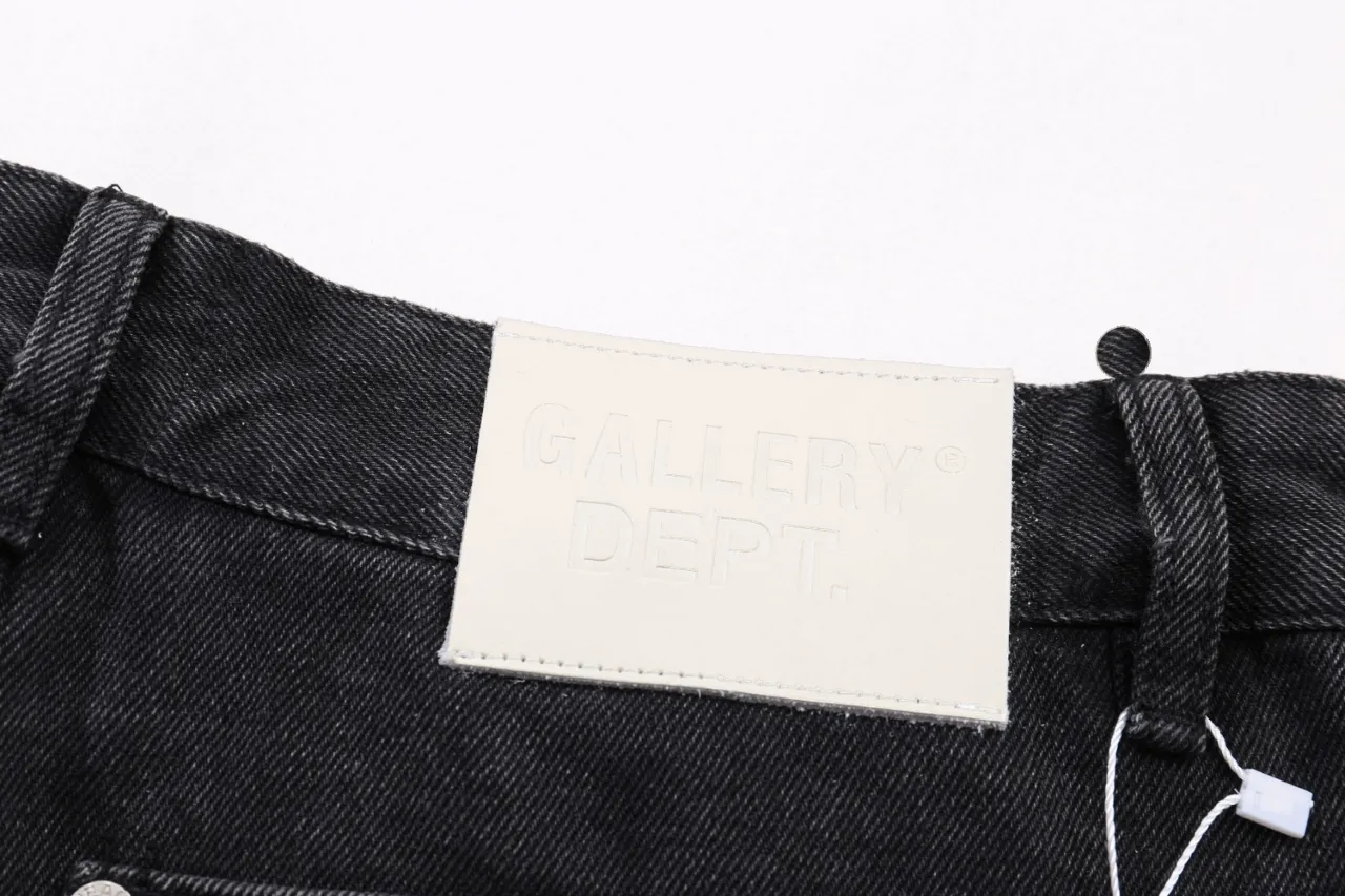 653#Gallery Dept New Hand-painted Ink Splash Patches Spliced ​​Cloth Overalls Logging Pants Distressed Washed Splicing Micro-Large Jeans Beautiful Trendy Pants Versatile Casual Pants Black Gray Khaki S~XL P290